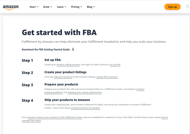 getting started with Fulfillment by Amazon (FBA)