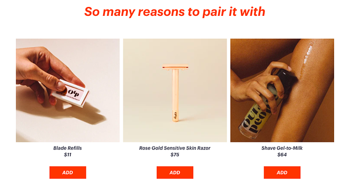 cross sell example on a product page