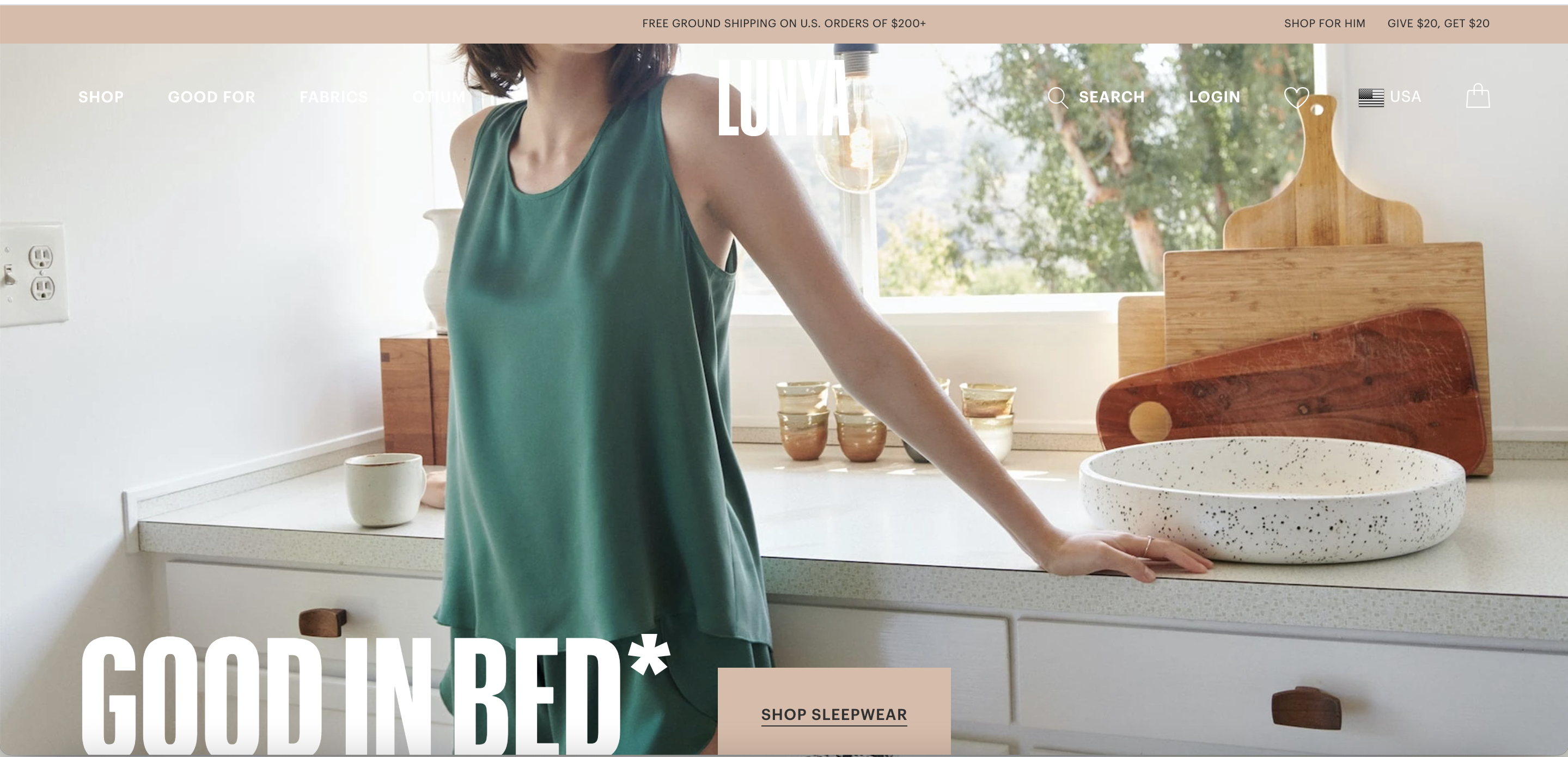 Screenshot from Lunya's website