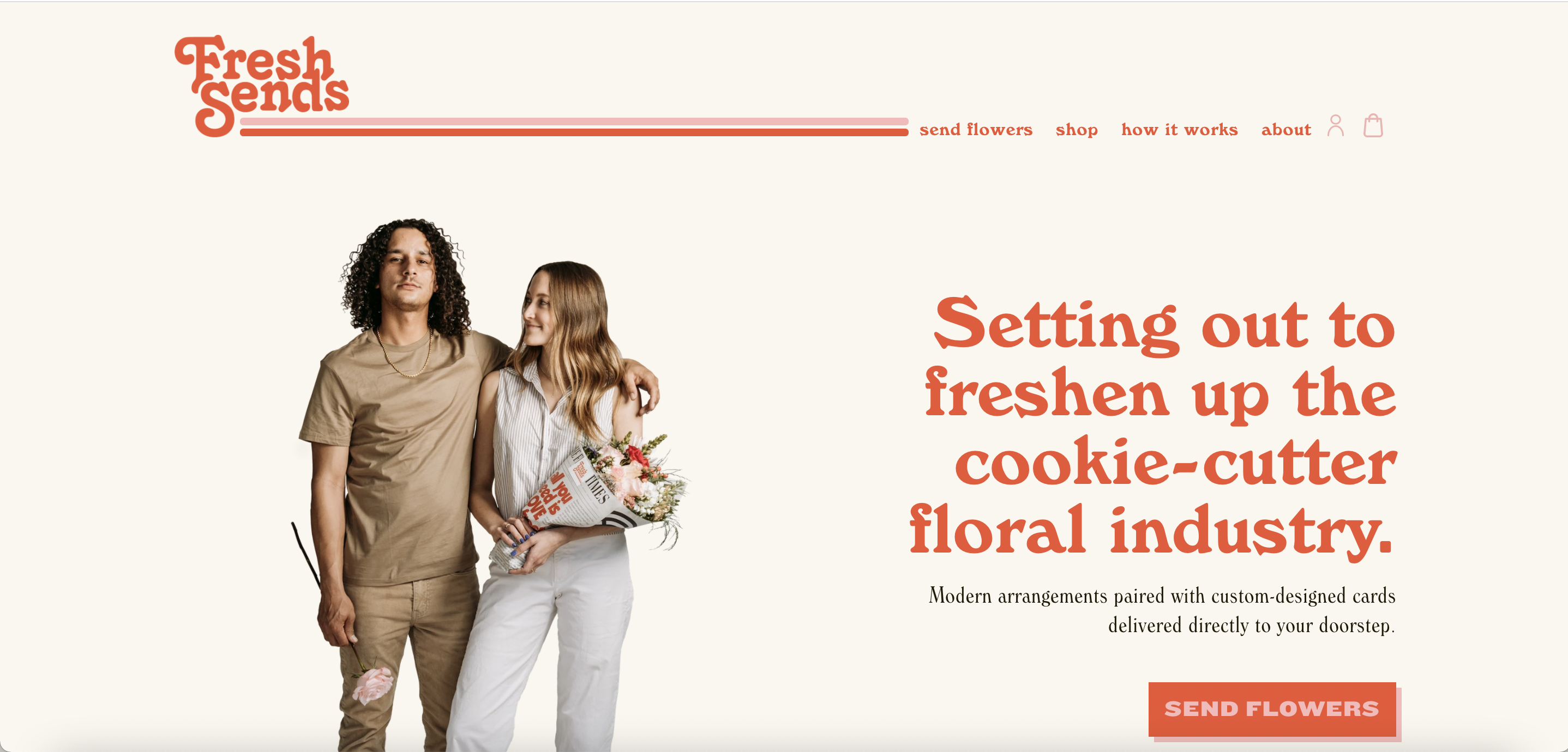 Screenshot from Fresh Sends' website