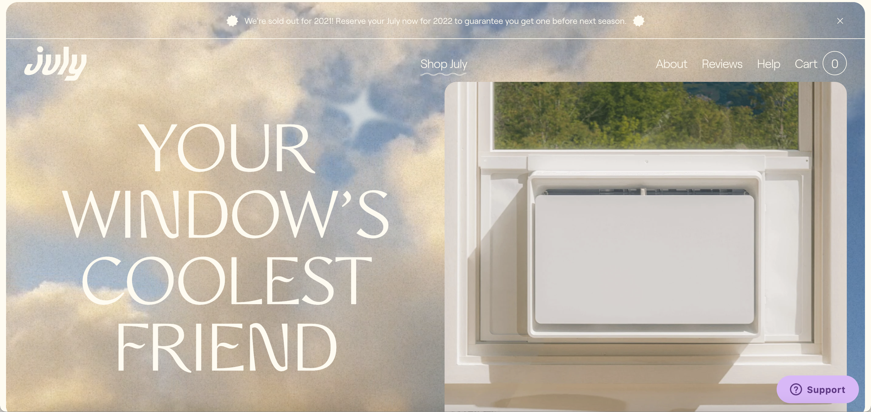 Screenshot from July's website