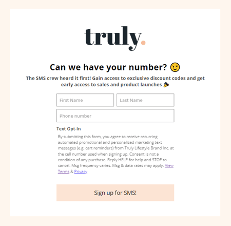 Truly Lifestyle Landing Page Example